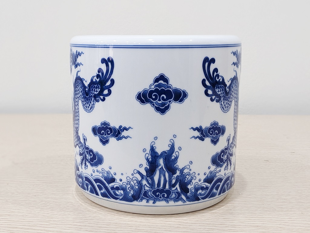 Bát hương rồng men lam Trường An 14cm 4